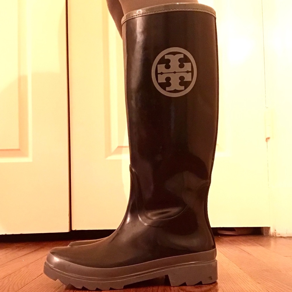 Tory Burch black rain boots